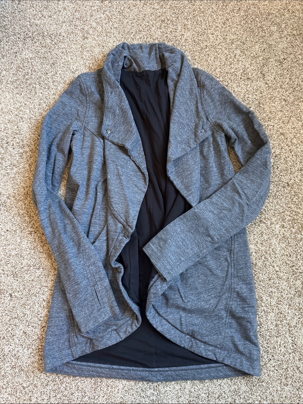 Lululemon Heather Gray Open Front Drape cardigan size 8
